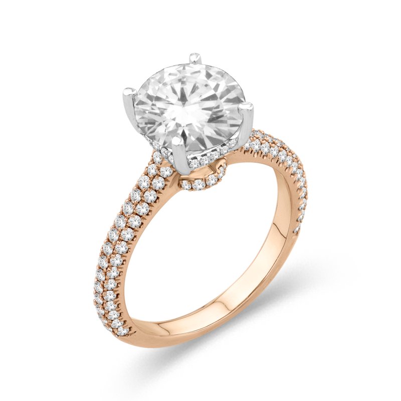Round Diamond Semi-Mount Engagement Ring with Hidden Halo - YOURLINE