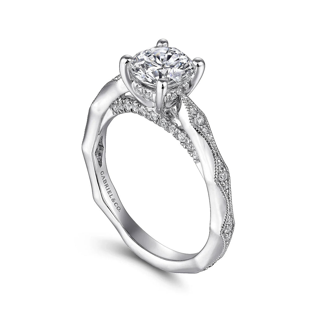 Mason - 14k White Gold Round Diamond Engagement Ring - GABRIEL BROS, INC