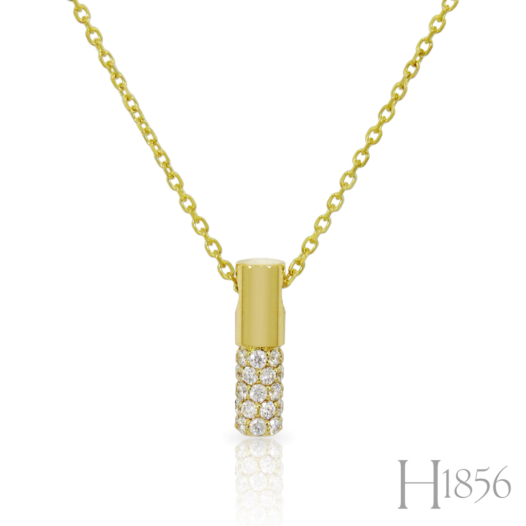 14K Yellow Gold Mini Diamond Bar Necklace - BIXLERS