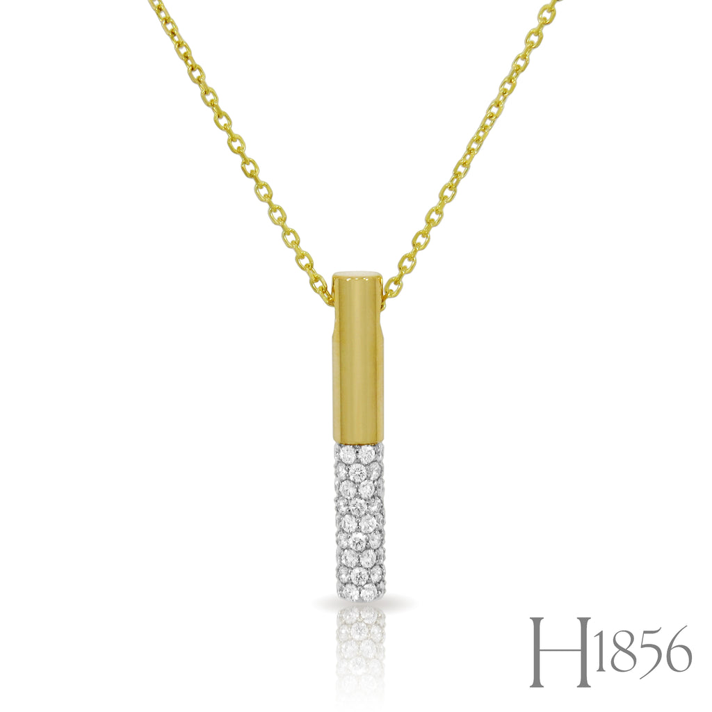 14K Yellow and White Gold Diamond Bar Necklace - BIXLERS