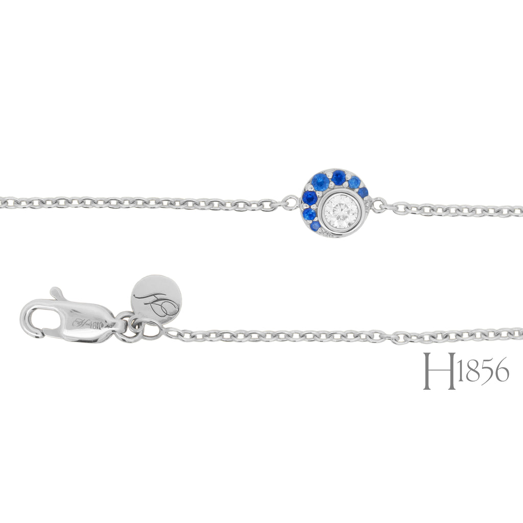 Diamond and Sapphire Crescent Moon Cable Bracelet - BIXLERS