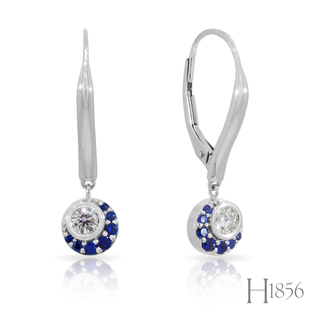 Diamond and Sapphire Crescent Moon Drop Earrings - BIXLERS