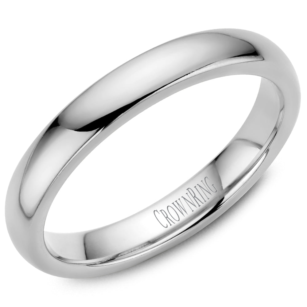 Women's Traditional White Gold Wedding Band - CROWNRING