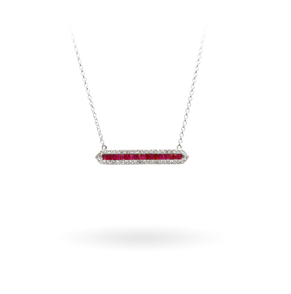 Ruby and Diamond Bar Necklace - HEERA MOTI INC