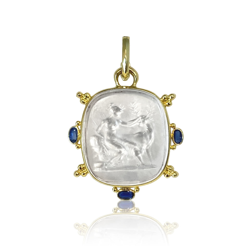 Venetian Glass and Sapphire Pendant - THE MAZZA COMPANY