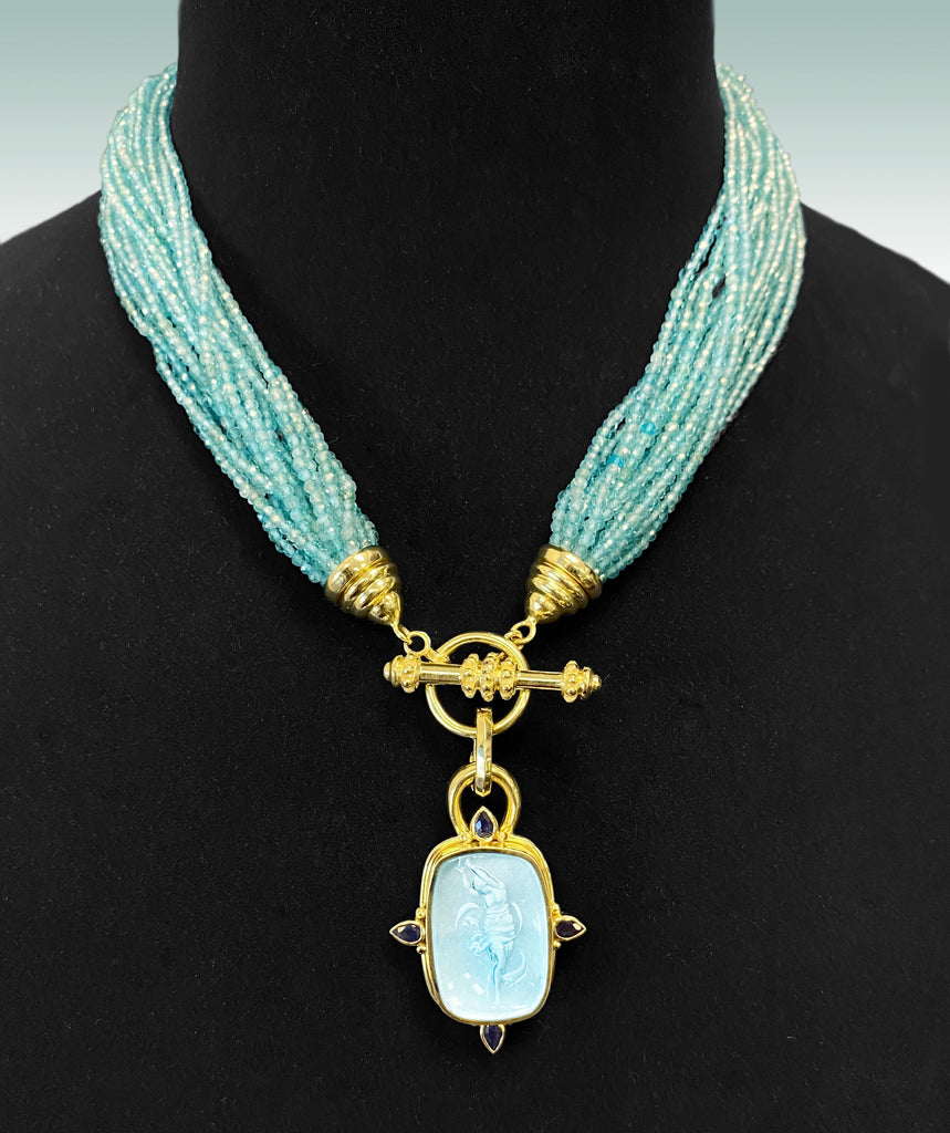 Siren - Venetian Glass Pendant with Sapphires - THE MAZZA COMPANY