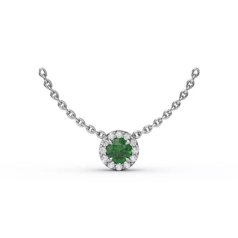 Classic Emerald and Diamond Pendant Necklace - FANA