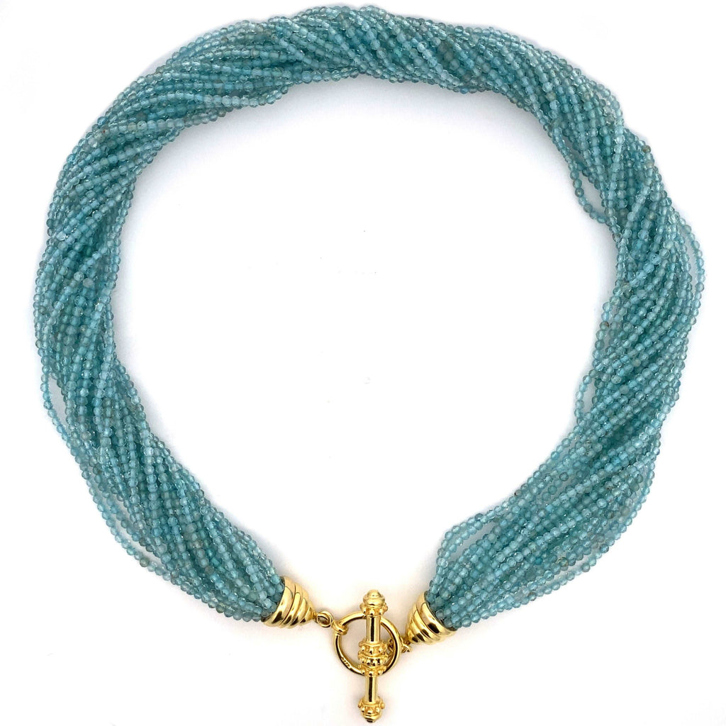 Blue Zircon Beaded Choker Necklace - THE MAZZA COMPANY