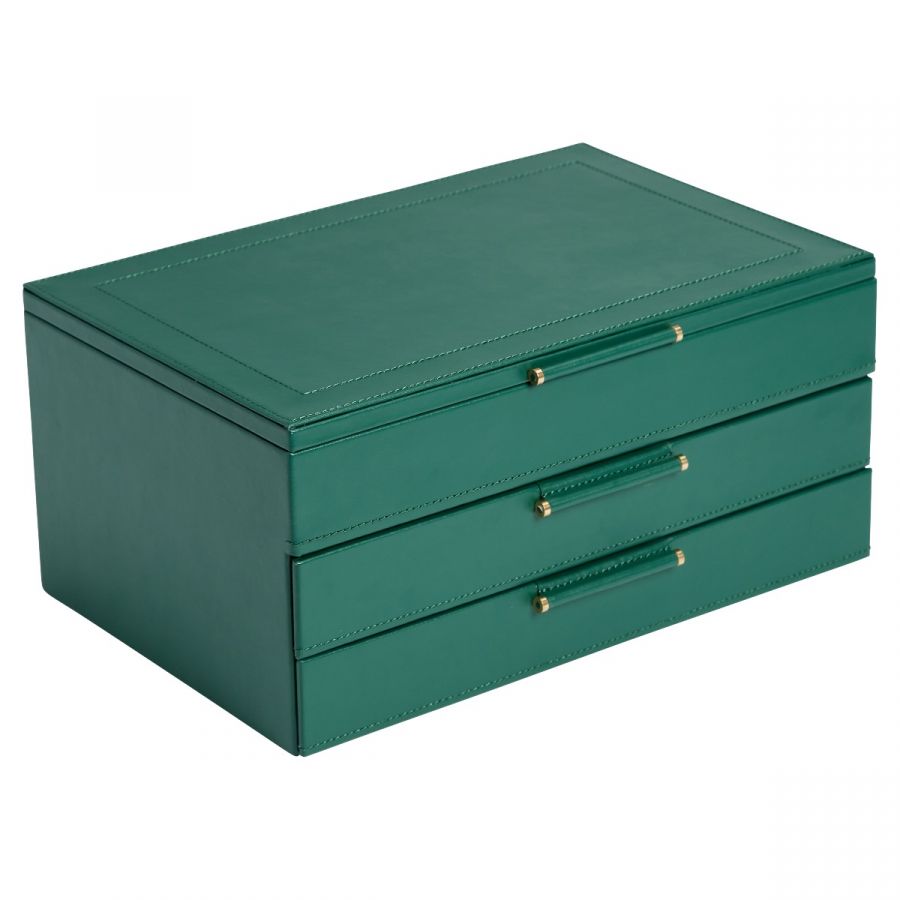 Sophia Jewelry Box with Drawers, Forest Green - WOLF DESIGNS INC