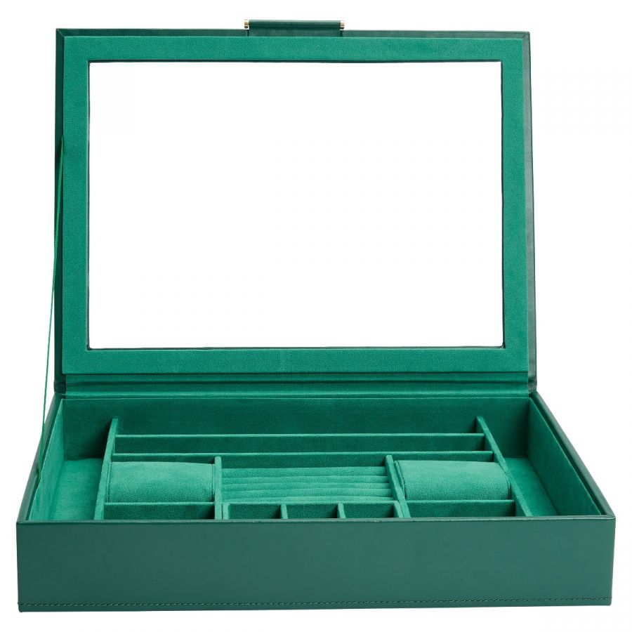 Sophia Jewelry Box with Window, Forest Green - WOLF DESIGNS INC