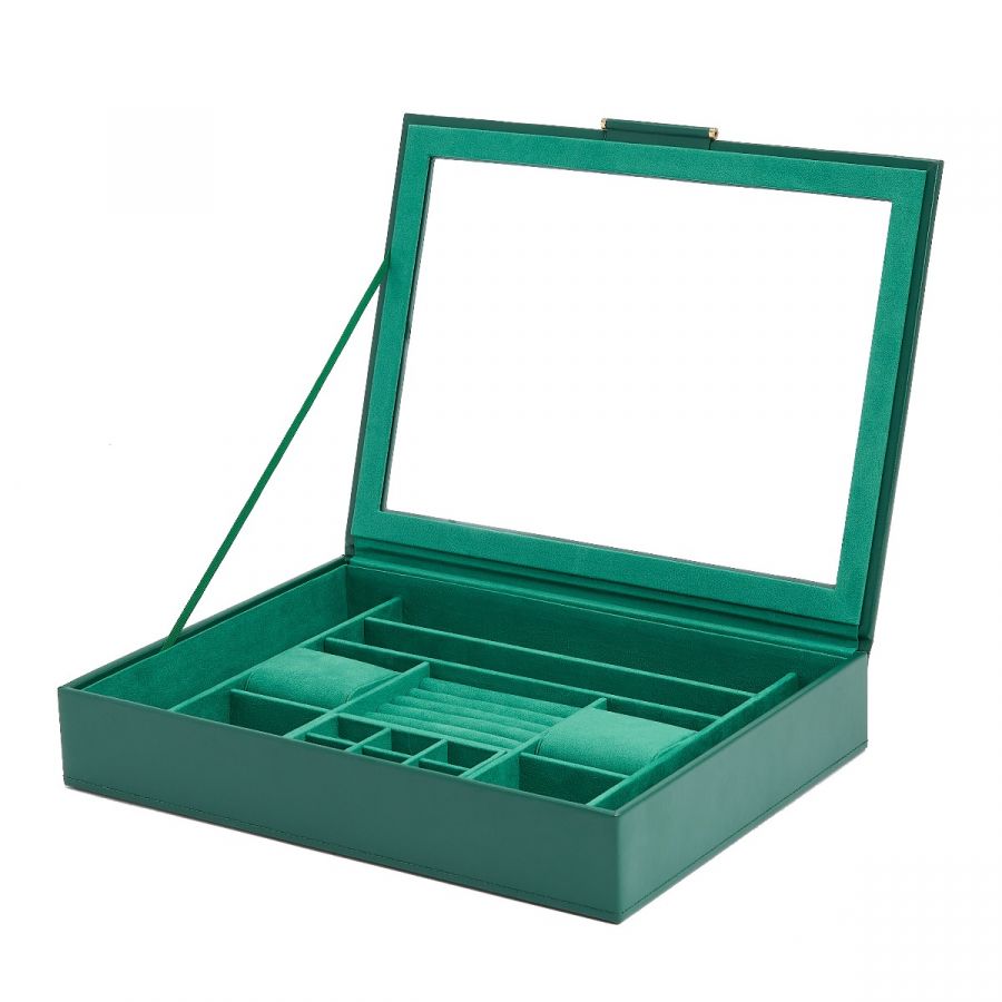 Sophia Jewelry Box with Window, Forest Green - WOLF DESIGNS INC