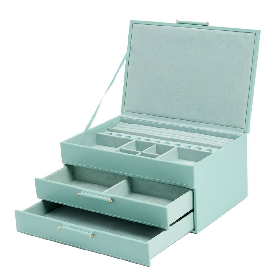 Sophia Jewelry Box with Drawers, Jade - WOLF DESIGNS INC