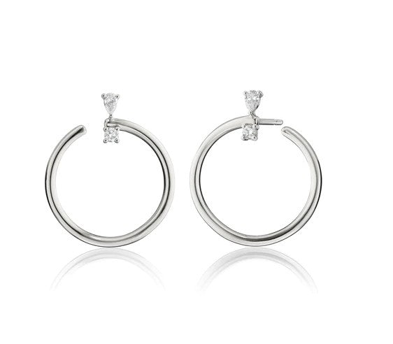 Sterling Silver Large Galaxy Wrap Hoop Earrings with White Sapphires - MRK FINE ARTS LLC MRK
