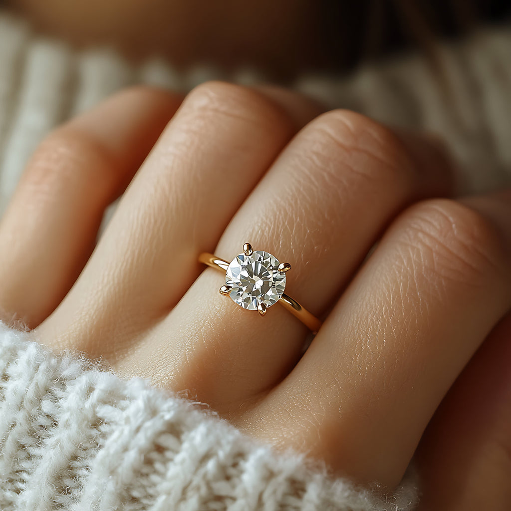 Classic gold solitaire ring with sparkling center stone