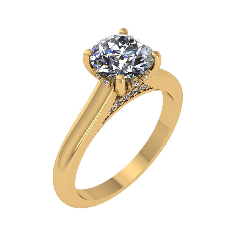 Round Diamond Semi-Mount Solitaire Engagement Ring - YOURLINE