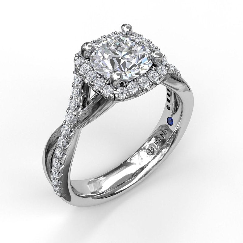 Cushion Halo Twist Engagement Ring - FANA