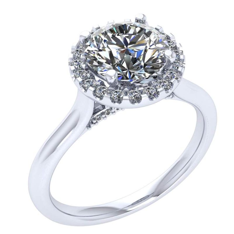Round Diamond Semi-Mount with Halo Engagement Ring - YOURLINE