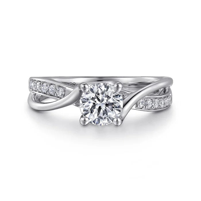Aleesa - 14K White Gold Round Twisted Diamond Engagement Ring - GABRIEL BROS, INC