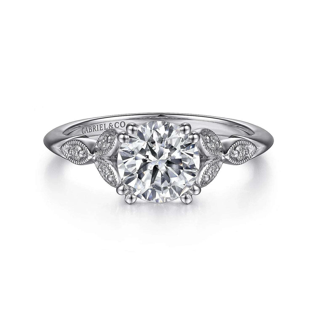 Celia - 14K White Gold Round Diamond Engagement Ring - GABRIEL BROS, INC