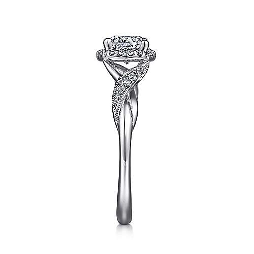 Shae - Vintage Inspired 14K White Gold Round Halo Diamond Engagement Ring - GABRIEL BROS, INC