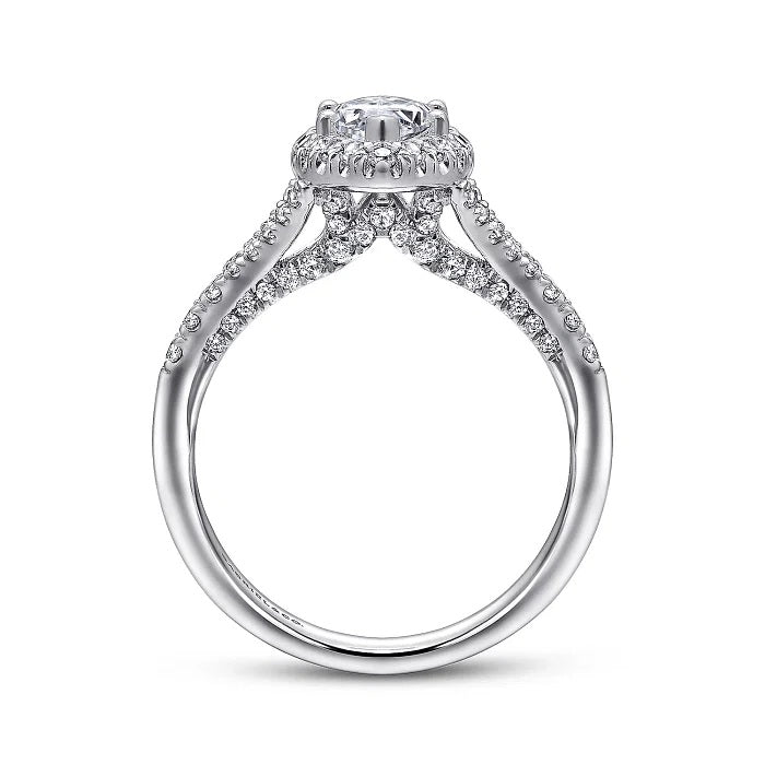 Verbena - 14K White Gold Marquise Halo Diamond Engagement Ring - GABRIEL BROS, INC