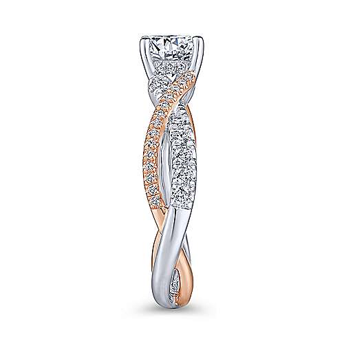 Sandrine - 14K White-Rose Gold Round Diamond Twisted Engagement Ring - GABRIEL BROS, INC