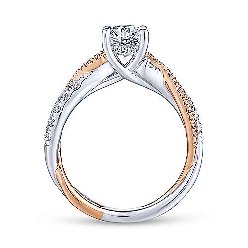 Sandrine - 14K White-Rose Gold Round Diamond Twisted Engagement Ring - GABRIEL BROS, INC