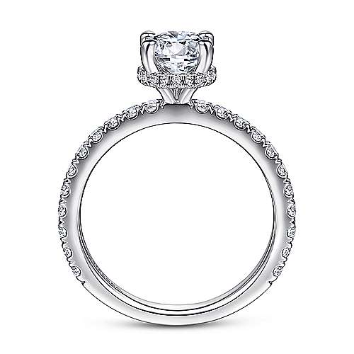 Alina - 14K White Gold Hidden Halo Round Diamond Engagement Ring - GABRIEL BROS, INC