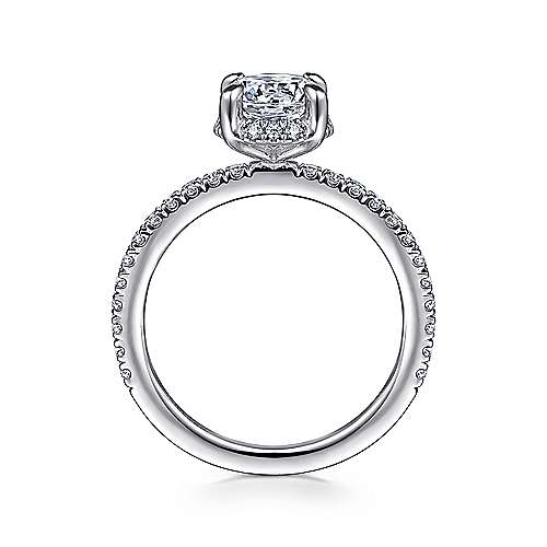 Hart - 14K White Gold Hidden Halo Round Diamond Engagement Ring - GABRIEL BROS, INC