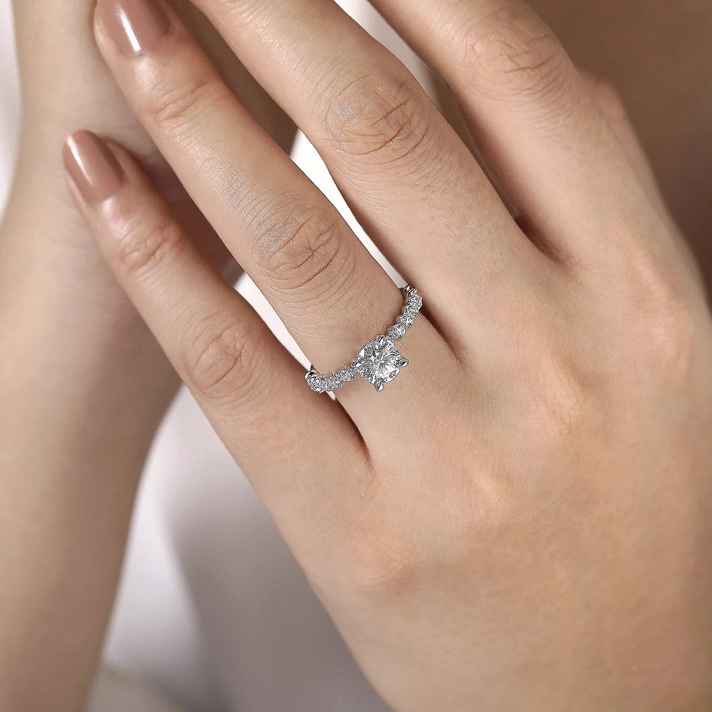 Zelmira - 14K White Gold Round Diamond Engagement Ring - GABRIEL BROS, INC