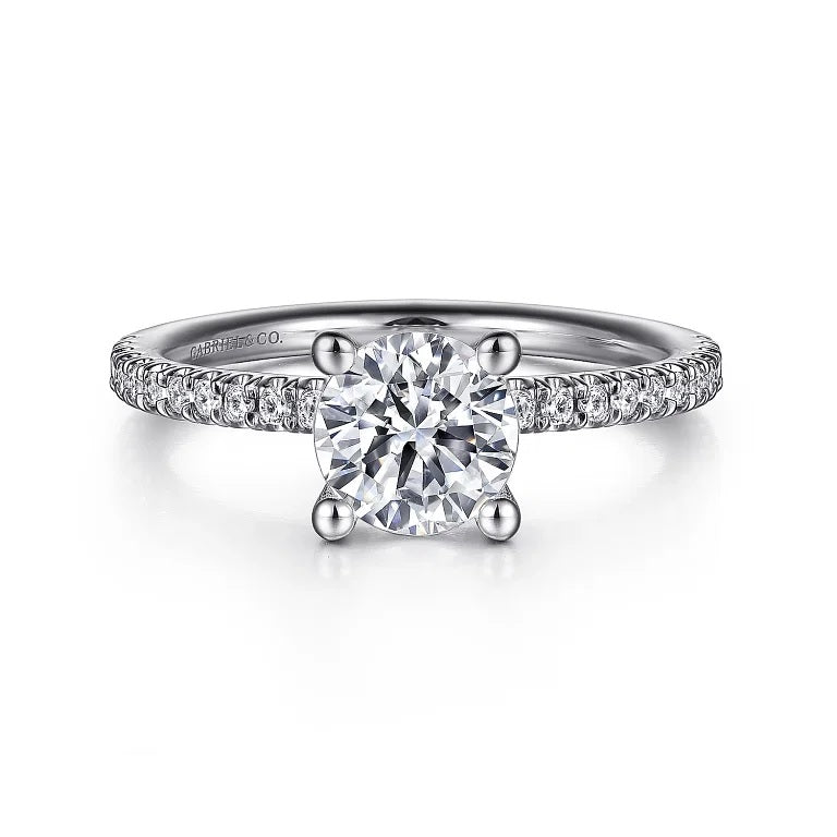 Evelyn - 14K White Gold Round Diamond Engagement Ring - GABRIEL BROS, INC