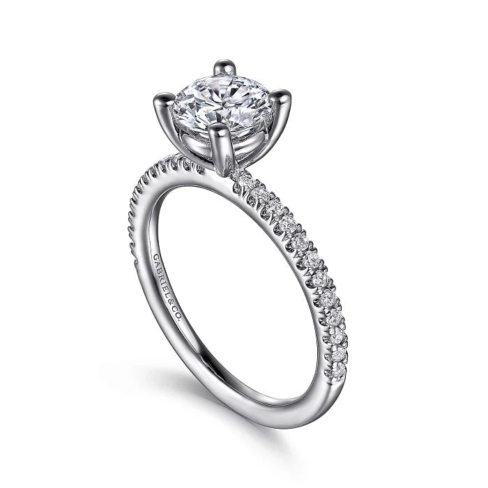 Evelyn - 14K White Gold Round Diamond Engagement Ring - GABRIEL BROS, INC