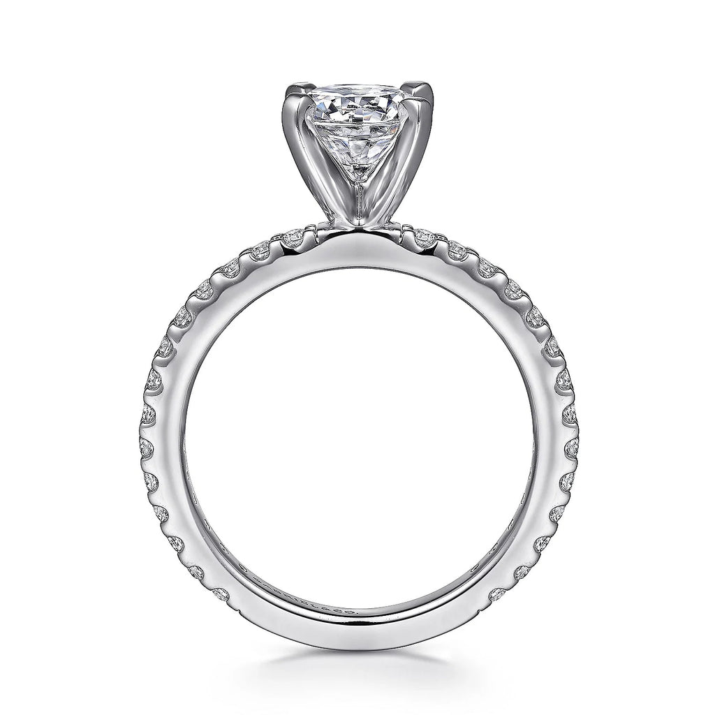 Logan - 14K White Gold Round Diamond Engagement Ring - GABRIEL BROS, INC