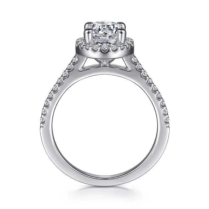 Carly - 14K White Gold Round Halo Diamond Engagement Ring - GABRIEL BROS, INC