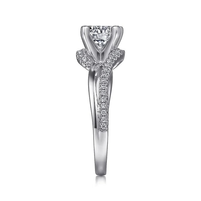 Naomi - 14K White Gold Round Bypass Diamond Engagement Ring - GABRIEL BROS, INC