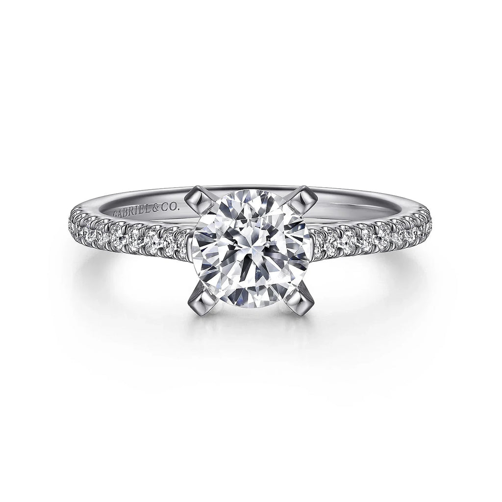 Joanna - 14K White Gold Round Diamond Engagement Ring - GABRIEL BROS, INC