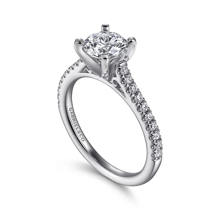 Joanna - 14K White Gold Round Diamond Engagement Ring - GABRIEL BROS, INC