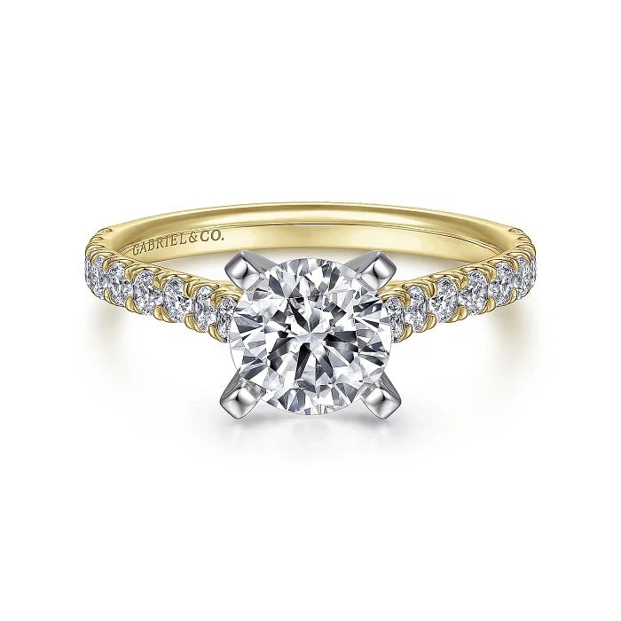 Erica - 14K White-Yellow Gold Round Diamond Engagement Ring - GABRIEL BROS, INC