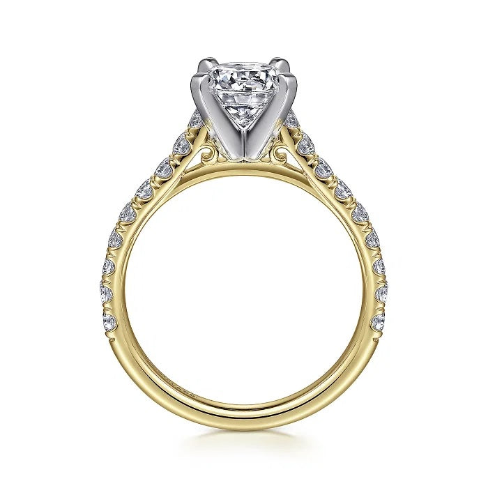 Erica - 14K White-Yellow Gold Round Diamond Engagement Ring - GABRIEL BROS, INC