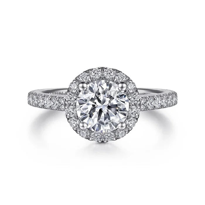 Angela - 14K White Gold Round Halo Diamond Engagement Ring - GABRIEL BROS, INC