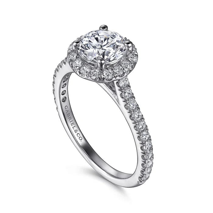 Angela - 14K White Gold Round Halo Diamond Engagement Ring - GABRIEL BROS, INC