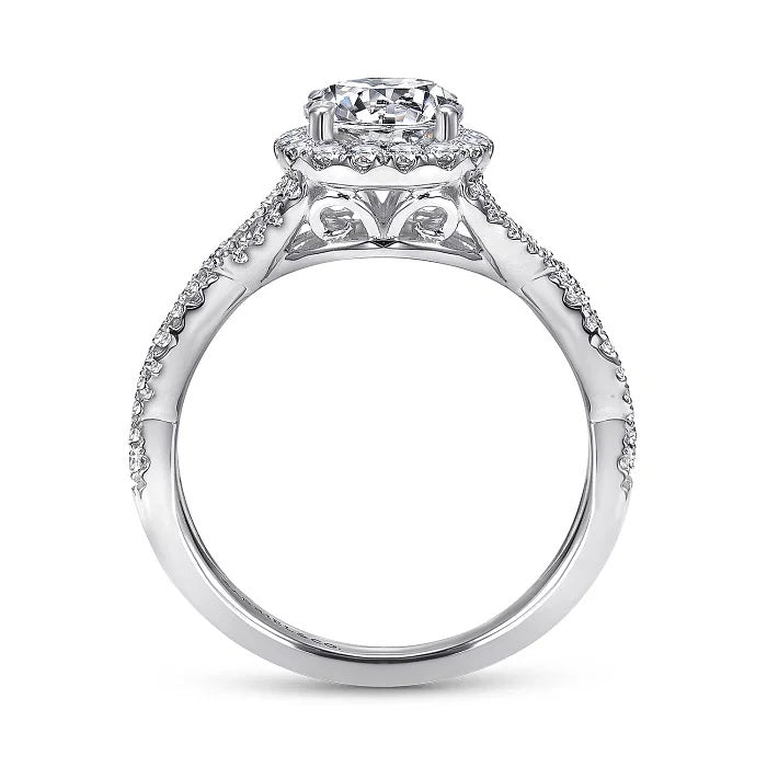 Marissa - 14K White Gold Round Halo Diamond Engagement Ring - GABRIEL BROS, INC