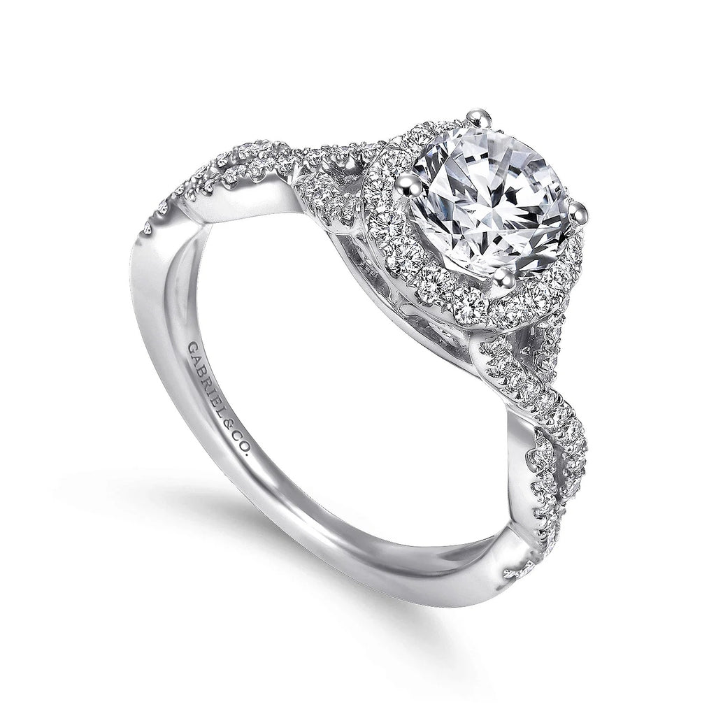 Marissa - 14K White Gold Round Halo Diamond Engagement Ring - GABRIEL BROS, INC