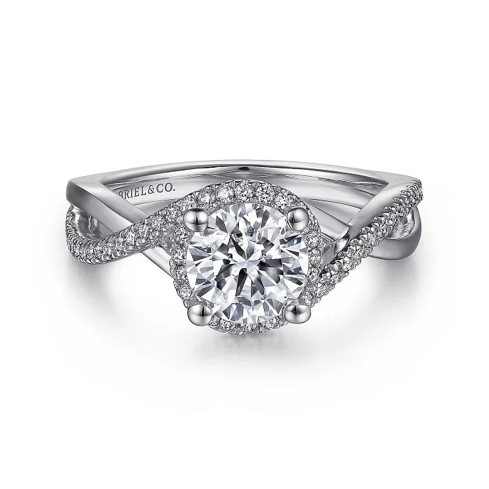 Courtney - 14K White Gold Round Halo Diamond Engagement Ring - GABRIEL BROS, INC