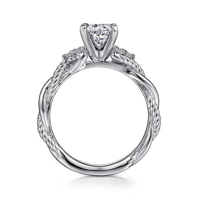 Catalina - 14K White Gold Round Twisted Diamond Engagement Ring - GABRIEL BROS, INC