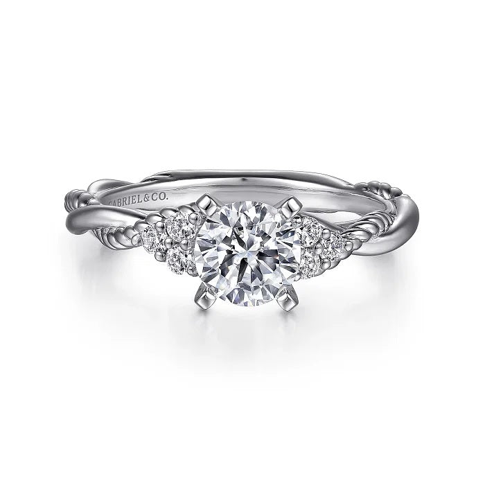 Catalina - 14K White Gold Round Twisted Diamond Engagement Ring - GABRIEL BROS, INC