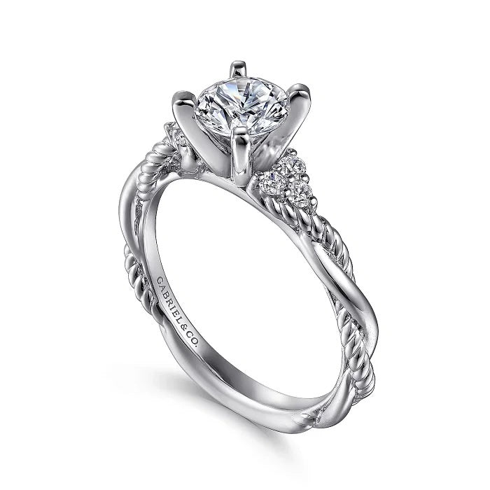 Catalina - 14K White Gold Round Twisted Diamond Engagement Ring - GABRIEL BROS, INC