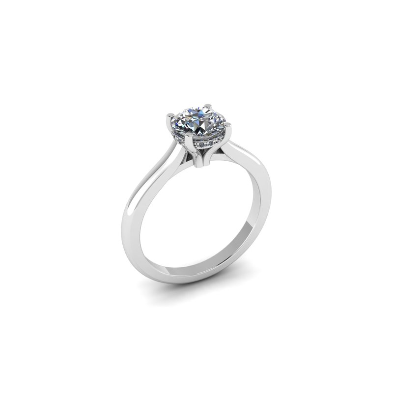 Round Semi-Mount Engagement Ring with a Hidden Halo - YOURLINE