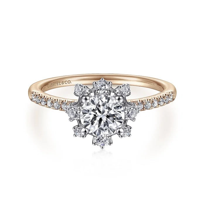 Niccola - 14K White-Rose Gold Round Halo Diamond Engagement Ring - GABRIEL BROS, INC