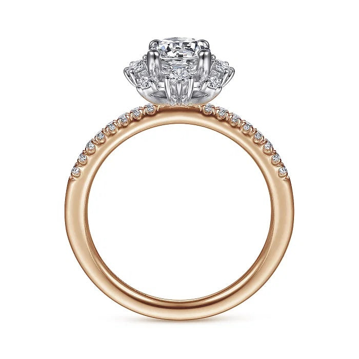 Niccola - 14K White-Rose Gold Round Halo Diamond Engagement Ring - GABRIEL BROS, INC